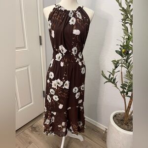 Floral high-low halter dress